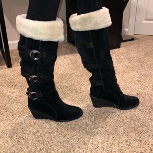 Cole Haan Air Michelle Black Suede Waterproof Boot
